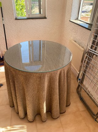 Mesa camilla redonda cristal y tela