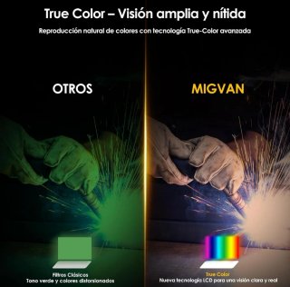 Maschera per saldatura Venom Migvan in argento e nero