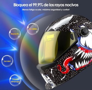 Maschera per saldatura Venom Migvan in argento e nero