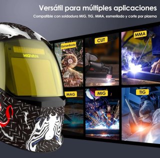 Maschera per saldatura Venom Migvan in argento e nero
