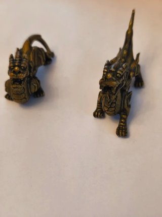Dos miniaturas antiguas bronce dragón chino son 2