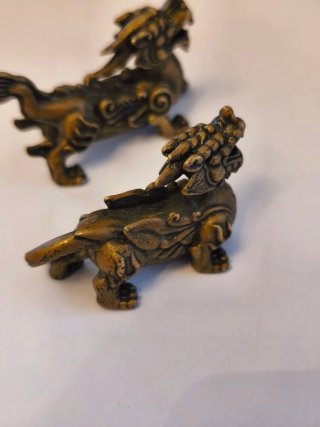 Dos miniaturas antiguas bronce dragón chino son 2