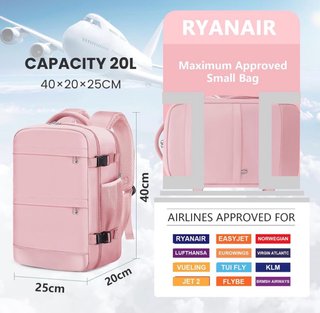 Mochila Cabina 40x20x25cm 20L Ryanair Rosa