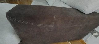 Sofá chaise longue tela gris y marrón