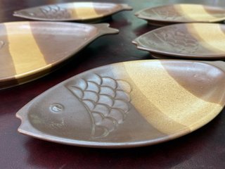 Platos de cerámica vintage forma pez