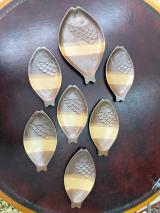 Platos de cerámica vintage forma pez