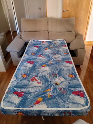 Sofá Cama Beige y Azul