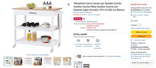 Carrito de cocina mueble isla 101cm 1 cajón