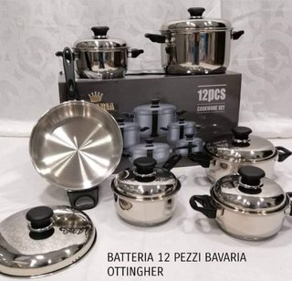 Batteria Pentole 12 Pezzi Acciaio Inox Bavaria