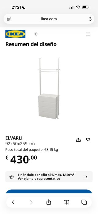 Vestidor Abierto IKEA ELVARLI