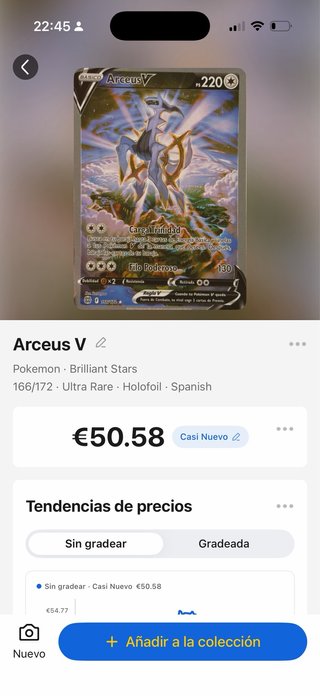Carta Pokémon Arceus V 166/172 Holofoil Español