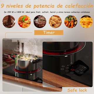 Vitroceramica 4 Fuegos + 2 Zonas Expansión, 6600W