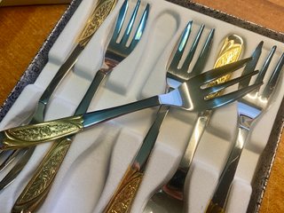 Set 6 Forchette Dolce Inoxpran Oro 24kt Vintage