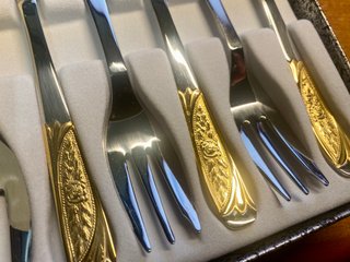 Set 6 Forchette Dolce Inoxpran Oro 24kt Vintage