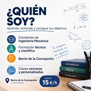 Profesor particular Matemáticas, Física, Inglés...