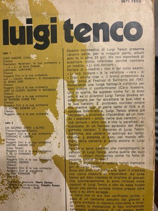 Luigi Tenco 45 Giri RCA International