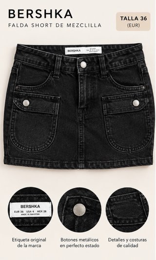 Falda short vaquera Bershka T.36.