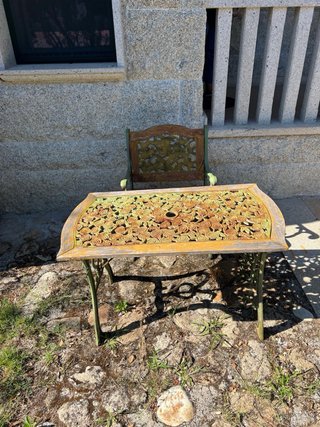 Mesa y Silla Hierro Forjado Antiguo