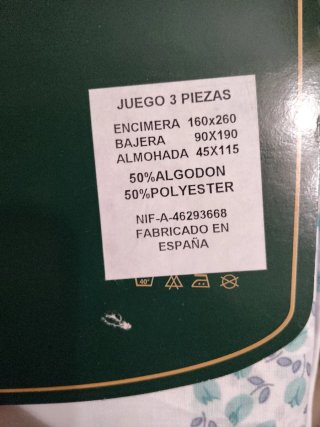 Juego sábanas 90cm flores