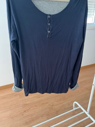 Camiseta Wool&Co manga larga azul
