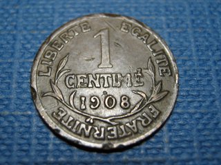 Moneda 1 Centime Francia 1908