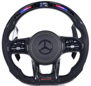 Volante Mercedes AMG Carbono Naranja, Azul y Negro