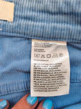 Pantalón H&M pana azul recto talla 36