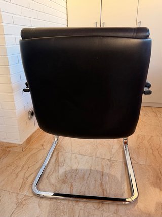 2 Poltrone in Pelle per Ufficio Nero Metallo