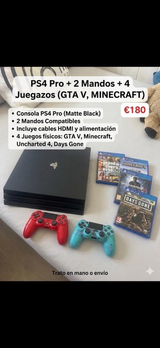 PS4 Pro + 2 Mandos + 4 Juegos