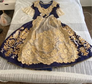 Traje de Fallera azul y dorado