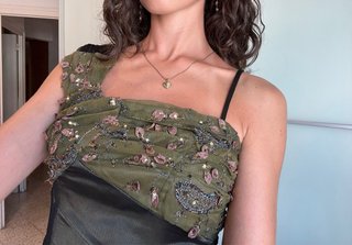 Vestido vintage rinascimento verde lentejuelas