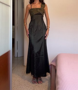 Vestido vintage rinascimento verde lentejuelas