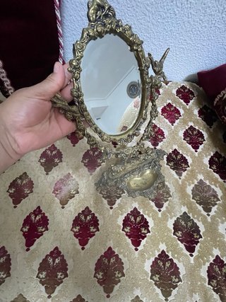 Espejo joyero antiguo bronce