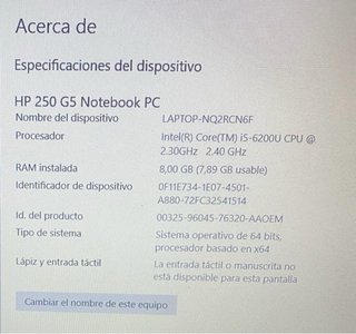 Ordenador HP 250 G5 Notebook