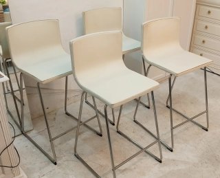 Juego de 4 Sillas Blancas Piel Sintética