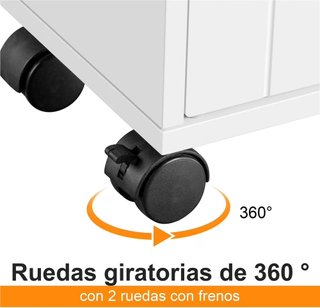 Mueble auxiliar estrecho 20cm con ruedas blanco