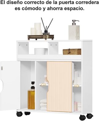 Mueble auxiliar estrecho 20cm con ruedas blanco