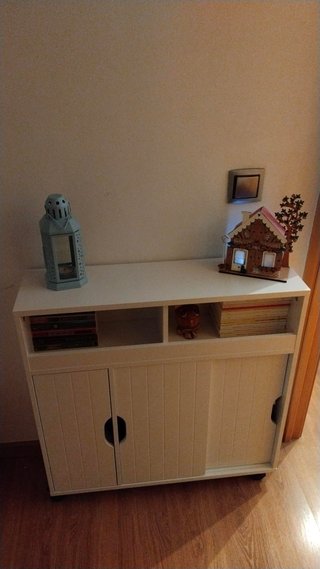 Mueble auxiliar estrecho 20cm con ruedas blanco