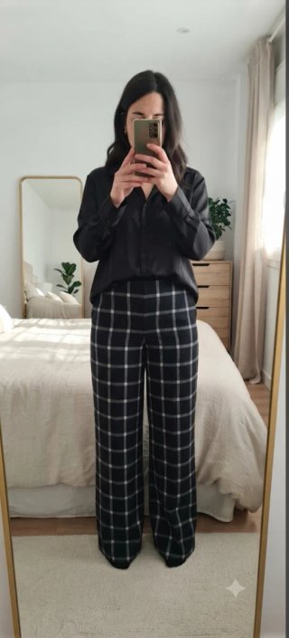 Pantalón ancho Caroll cuadros