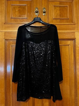 Blusa negra lentejuelas talla única