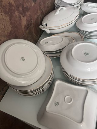 Vajilla Santa Clara Porcelana Blanca y Oro