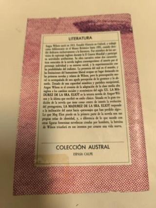 La madurez de la señora Elliot. Angus Wilson