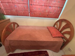 Cama individual 90cm con cabecero de madera