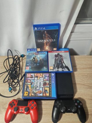 PS4 Slim 500GB + 2 Mandos + GTA V + Juegos+Cascos