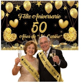 Pancarta 50 Aniversario/Bodas Oro + 2 bandas