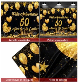 Pancarta 50 Aniversario/Bodas Oro + 2 bandas