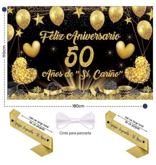 Pancarta 50 Aniversario/Bodas Oro + 2 bandas