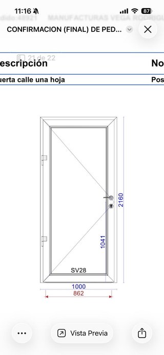 Puerta PVC Calle Blanca 1000x2160
