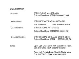 Libros de texto 5° de primaria Santillana y Oxford