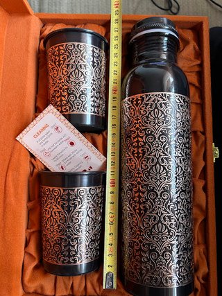 Set Botella 950ml y 2 Vasos 300ml Cobre